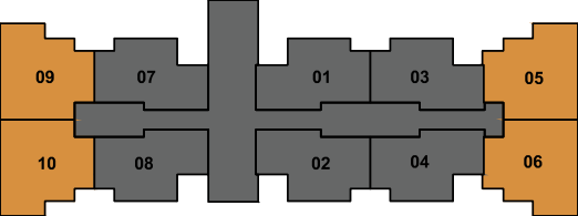 Localização das unidades do tipo 2 dormitórios com suíte
