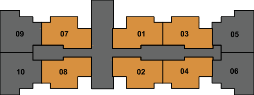 Localização das unidades do tipo 2 dormitórios sem suíte